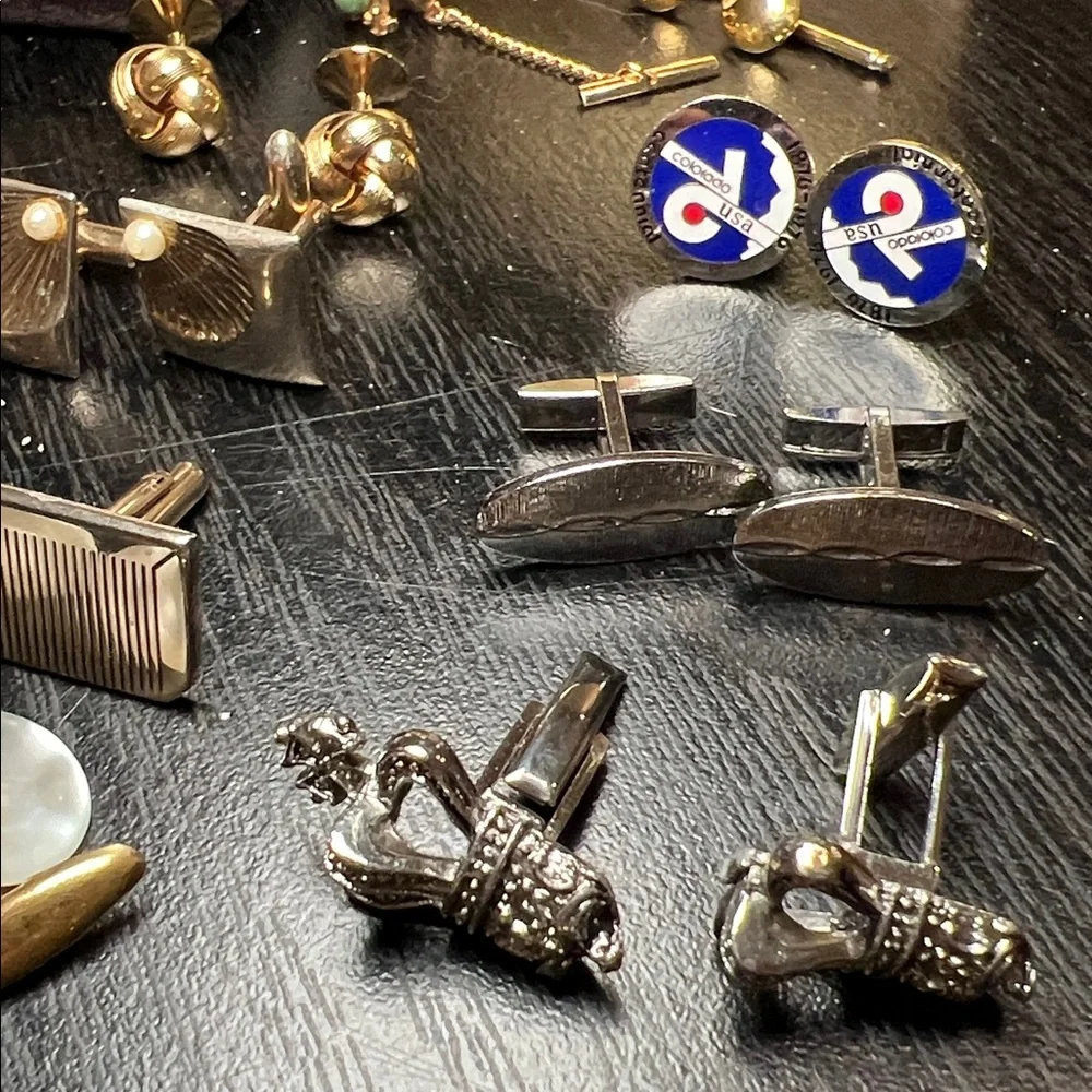 Vintage to Modern Men’s Cufflinks & Tie  Tack Lot